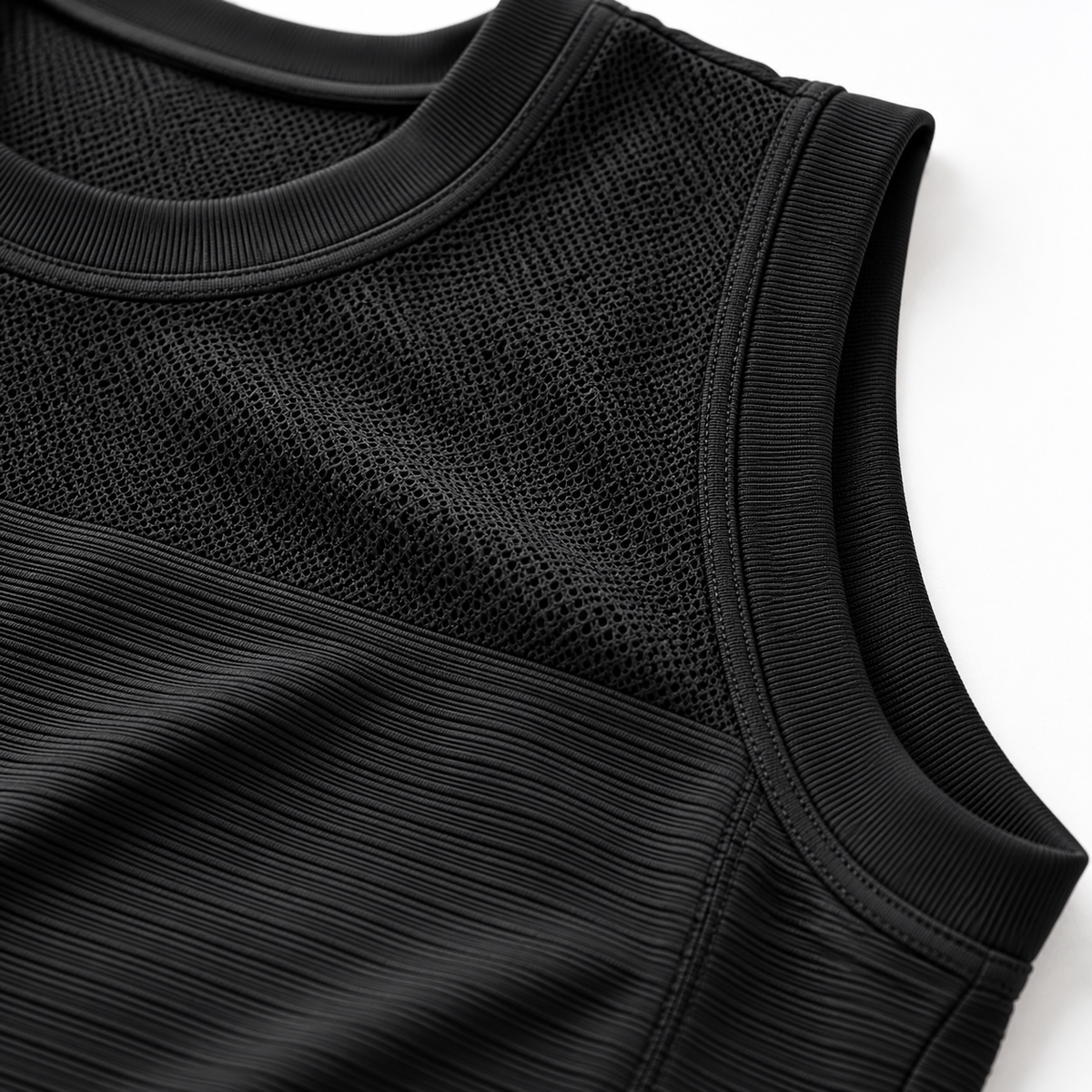 neuronpadel Women's AeroKnit Performance Training Tank Black – mesh knit detail